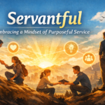 Illustration of a servantful leader supporting a team with empathy, collaboration, and guidance.