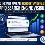 Digital SEO illustration showing rapid search engine visibility, website ranking growth, technical SEO optimization, and faster indexing concepts.